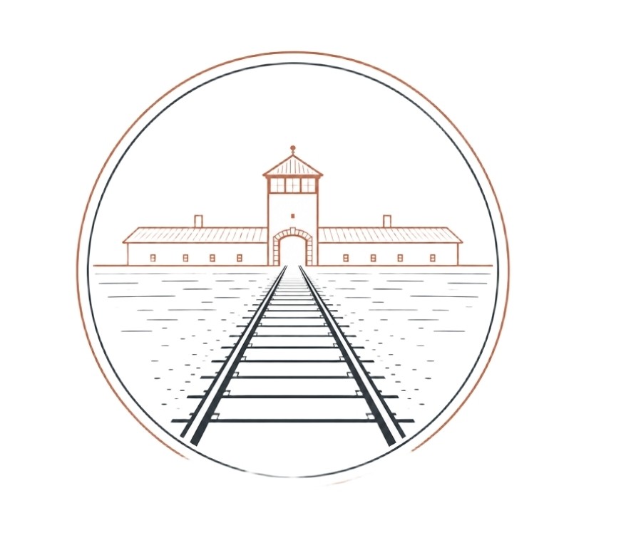 AuschwitzMemorial.com emblem — Birkenau gate and railway tracks